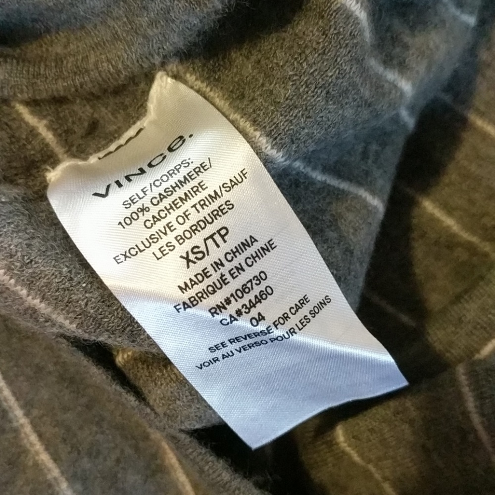 Vince Striped Cashmere Gray Sweater Bell Sleeve - Picture 4 of 8